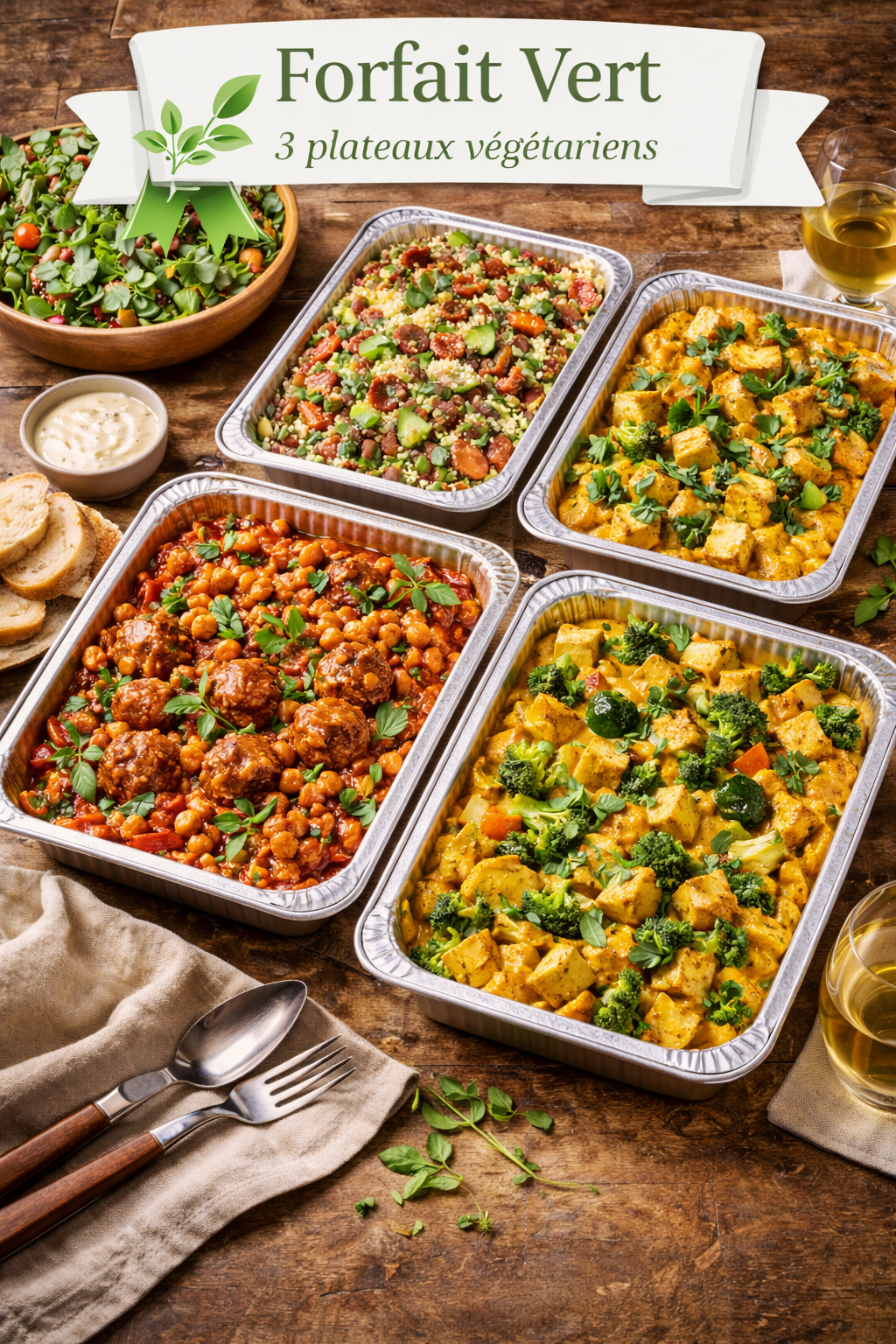 🌿 Forfait Vert – 3 plateaux végétariens